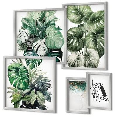 Bildergalerie-Set für die Wand mit abstrakten Pflanzenmotiven