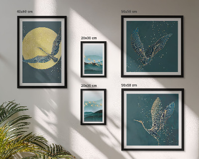 Modernes wandbilder-set Landschaften, Vögel, Nachthimmel