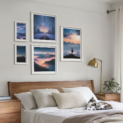 Bilderset fürs sofa Berglandschaften bei Nacht