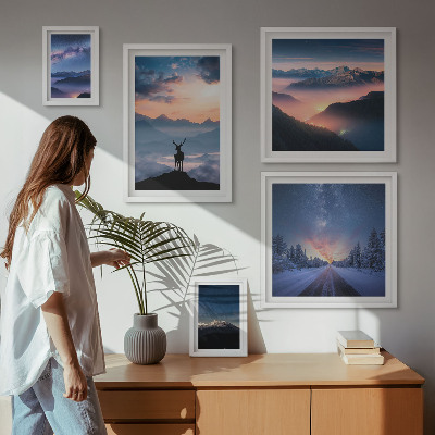 Bilderset fürs sofa Berglandschaften bei Nacht