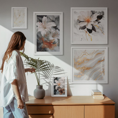 Bildergalerie-set für die wand Eleganter floraler Marmorhintergrund