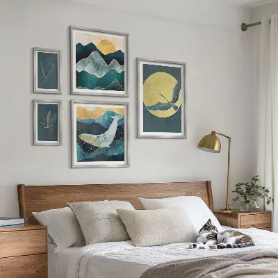 Bildergalerie-Set für die Wand Vögel und Berge in modernem Stil
