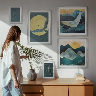 Bildergalerie-Set für die Wand Vögel und Berge in modernem Stil