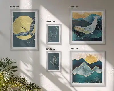 Bildergalerie-Set für die Wand Vögel und Berge in modernem Stil