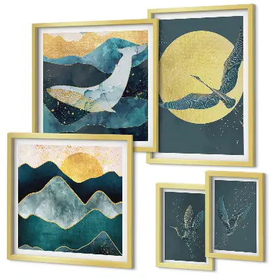 Bildergalerie-Set für die Wand Vögel und Berge in modernem Stil