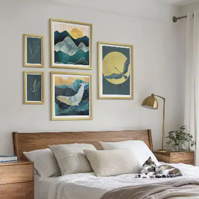 Bildergalerie-Set für die Wand Vögel und Berge in modernem Stil