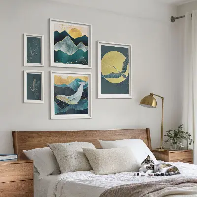 Bildergalerie-Set für die Wand Vögel und Berge in modernem Stil