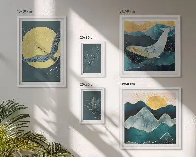 Bildergalerie-Set für die Wand Vögel und Berge in modernem Stil