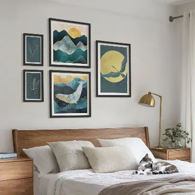 Bildergalerie-Set für die Wand Vögel und Berge in modernem Stil