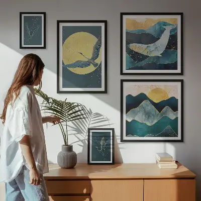 Bildergalerie-Set für die Wand Vögel und Berge in modernem Stil
