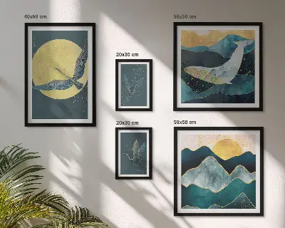 Bildergalerie-Set für die Wand Vögel und Berge in modernem Stil