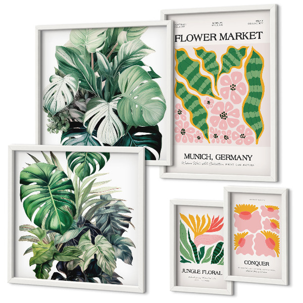 Modernes wandbilder-set Pflanzenmotive, Boho-Blumen