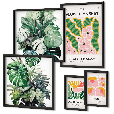 Modernes wandbilder-set Pflanzenmotive, Boho-Blumen