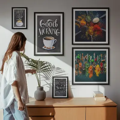 Wandtattoo Kaffeeideen für Kaffeeliebhaber als Bilderset fürs Sofa