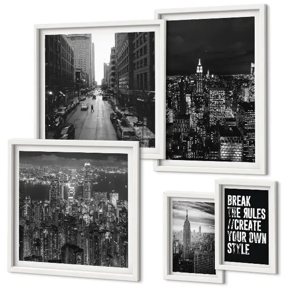 Wandbilder-Set mit Schwarz-Weiß-Ansichten von New York City