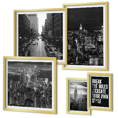 Wandbilder-Set mit Schwarz-Weiß-Ansichten von New York City
