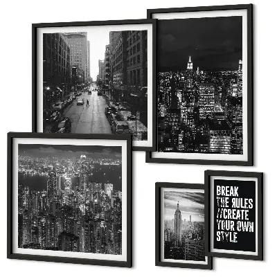 Wandbilder-Set mit Schwarz-Weiß-Ansichten von New York City
