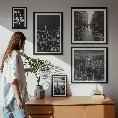 Wandbilder-Set mit Schwarz-Weiß-Ansichten von New York City