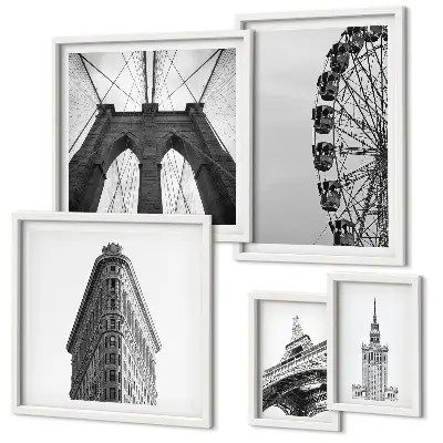Wandbilder-Set Modern mit schwarz-weißer Großstadtarchitektur