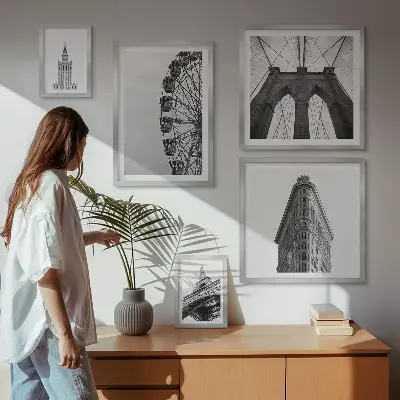 Wandbilder-Set Modern mit schwarz-weißer Großstadtarchitektur