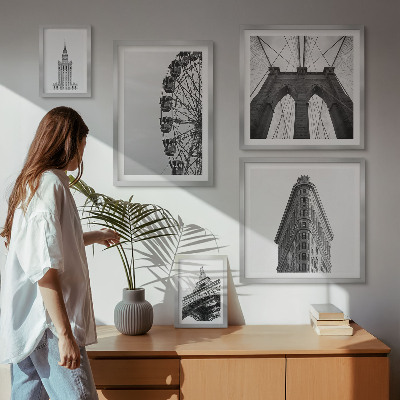 Modernes wandbilder-set Schwarz-weiße Großstadtarchitektur