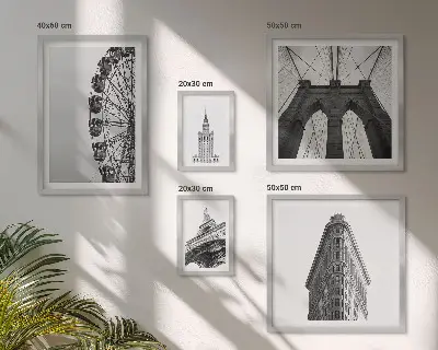 Wandbilder-Set Modern mit schwarz-weißer Großstadtarchitektur
