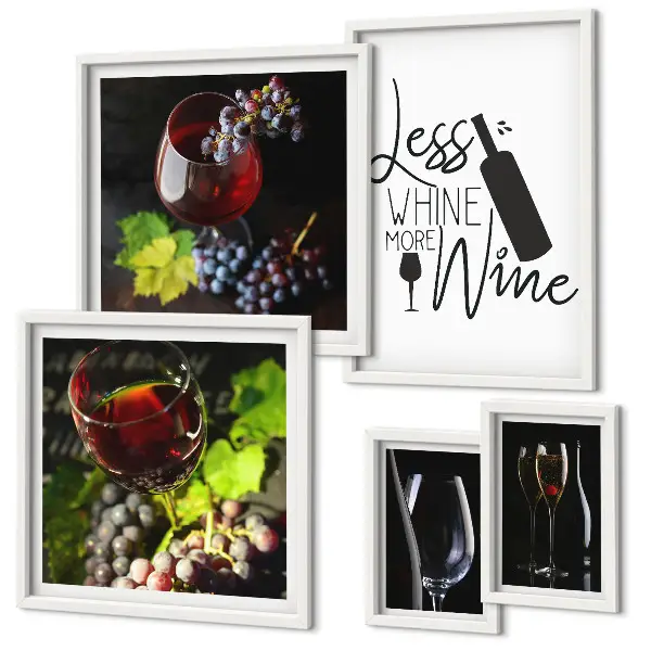 Bildergalerien-Set für die Wand stilvolles Design mit Wein und Accessoires-Motiven