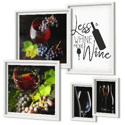 Bildergalerien-Set für die Wand stilvolles Design mit Wein und Accessoires-Motiven