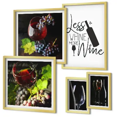 Bildergalerien-Set für die Wand stilvolles Design mit Wein und Accessoires-Motiven