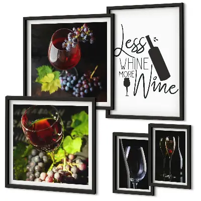 Bildergalerien-Set für die Wand stilvolles Design mit Wein und Accessoires-Motiven