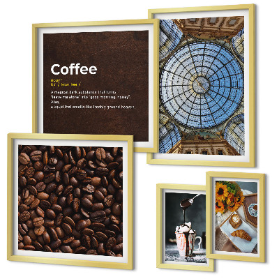 Modernes wandbilder-set Kaffeegebäck im rustikalen Stil