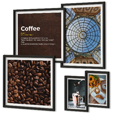 Modernes wandbilder-set Kaffeegebäck im rustikalen Stil