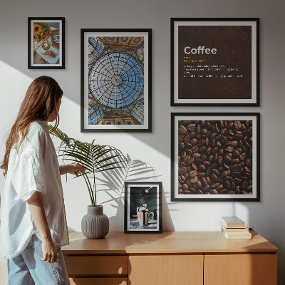 Modernes wandbilder-set Kaffeegebäck im rustikalen Stil