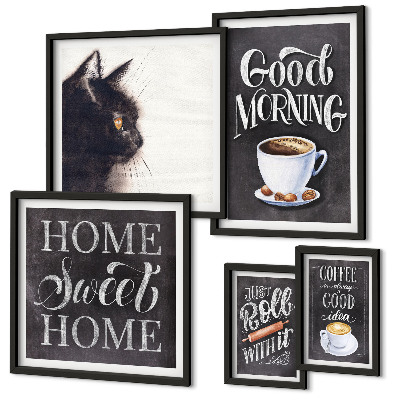 Bildergalerie-set für die wand Kaffeekatzen-positive Slogans
