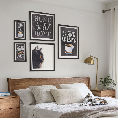 Bildergalerie-set für die wand Kaffeekatzen-positive Slogans