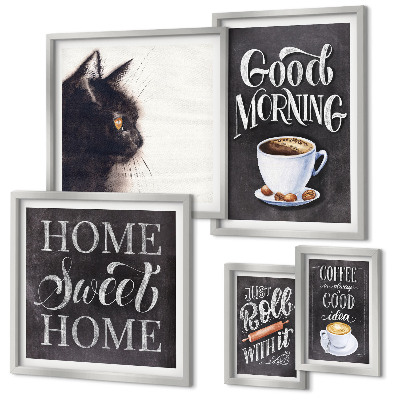 Bildergalerie-set für die wand Kaffeekatzen-positive Slogans