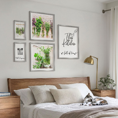 Modernes wandbilder-set Küchenkräuter und Kochen