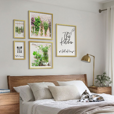 Modernes wandbilder-set Küchenkräuter und Kochen