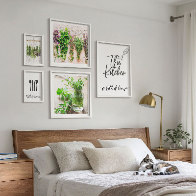Modernes wandbilder-set Küchenkräuter und Kochen