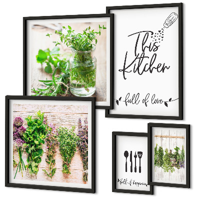 Modernes wandbilder-set Küchenkräuter und Kochen