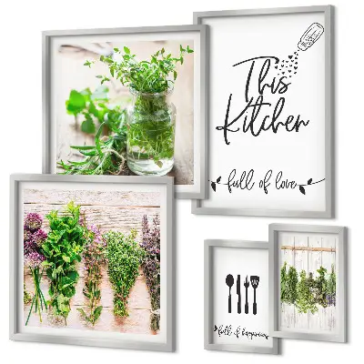 Wandbilder-Set Küchenkräuter modernes Design Kochen