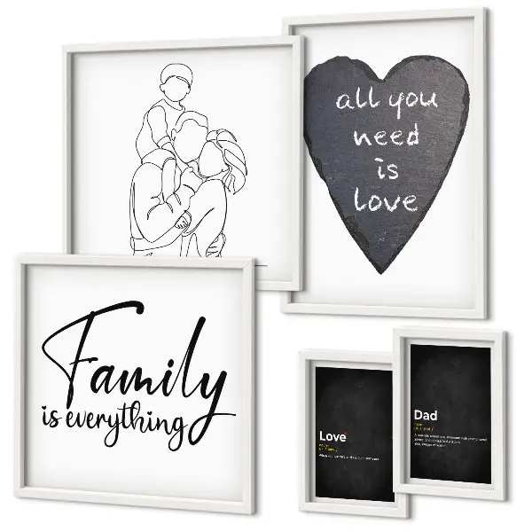 Bilderset für das Sofa mit dem Motiv Familienwerte, Liebe und Nähe