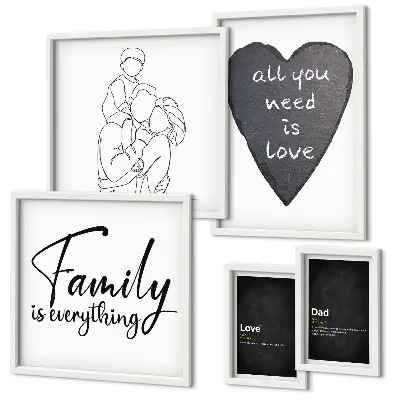 Bilderset für das Sofa mit dem Motiv Familienwerte, Liebe und Nähe