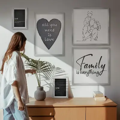 Bilderset für das Sofa mit dem Motiv Familienwerte, Liebe und Nähe