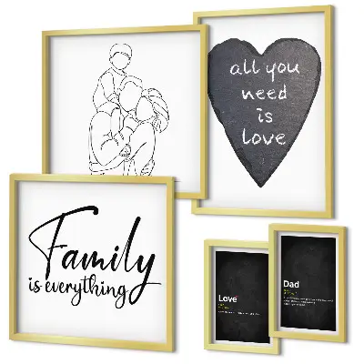 Bilderset für das Sofa mit dem Motiv Familienwerte, Liebe und Nähe