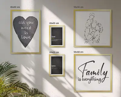 Bilderset für das Sofa mit dem Motiv Familienwerte, Liebe und Nähe