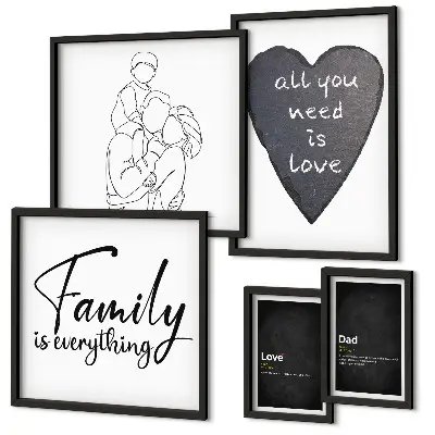 Bilderset für das Sofa mit dem Motiv Familienwerte, Liebe und Nähe
