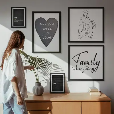 Bilderset für das Sofa mit dem Motiv Familienwerte, Liebe und Nähe
