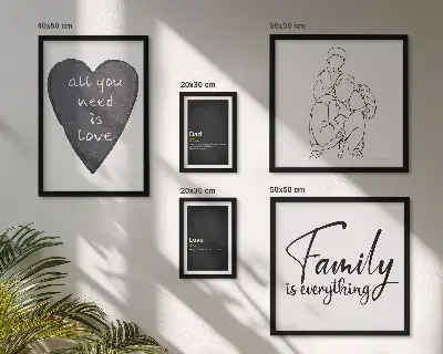 Bilderset für das Sofa mit dem Motiv Familienwerte, Liebe und Nähe