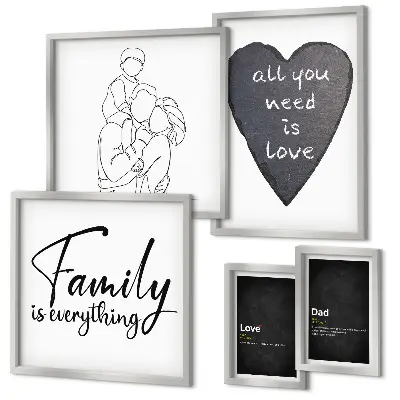 Bilderset für das Sofa mit dem Motiv Familienwerte, Liebe und Nähe